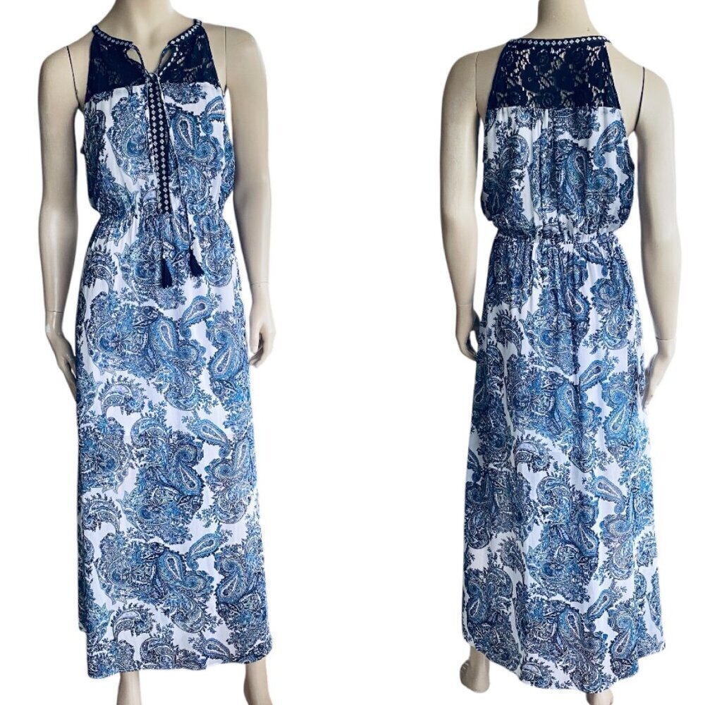 Dr2 By Daniel Rainn Lace Yolk Sleeveless Maxi Dress M​​​​​